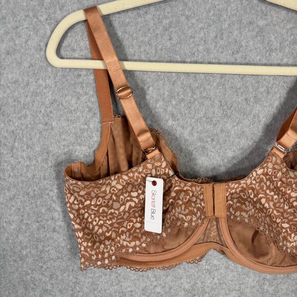 Skarlett Blue Bra‎ 40DDD Tan Balconette Lace Underwire Unlined 336221 NEW $62 - Picture 5 of 12